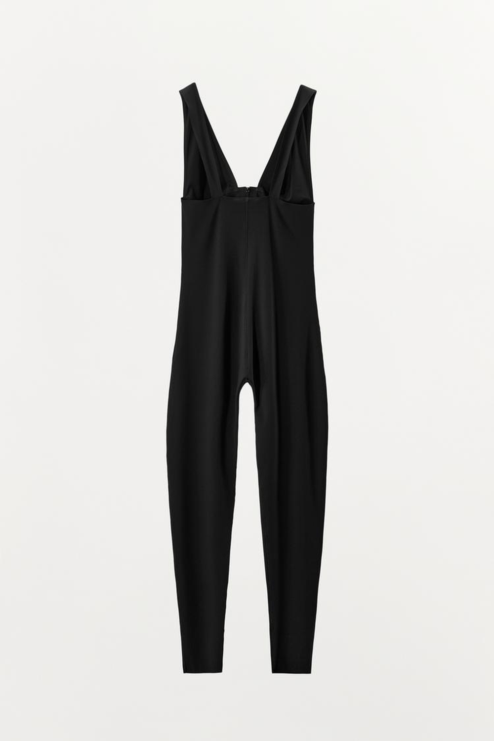 ZARA КОМБИНЕЗОН НА БРЕТЕЛЯХ С ПОЛИАМИДОМ И МОЛНИЕЙ, ЧЕРНЫЙ