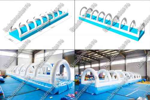 Водная горка с надувным дном, на подкачке ТУРБО "Яркость", 50*3*2,1 м