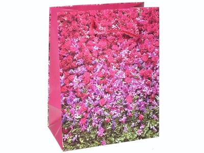 Пакет бумажный 18*23*10см с ручками "Цветы" микс