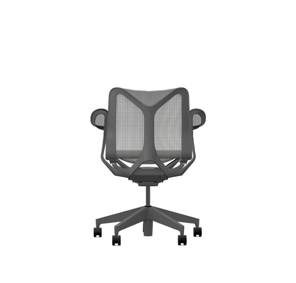 Кресло Herman Miller Cosm, низкая спинка, цвет Carbon, подлокотники «лепестки» (Leaf)