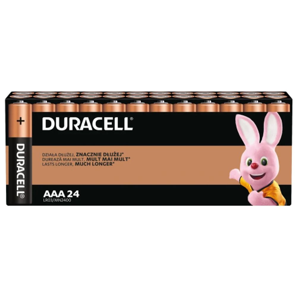 Батарейки Duracell 1024887 ААА алкалиновые 1,5v 24 шт. LR03-24BL BASIC | Батарейки Щелочные (Алкалиновые)