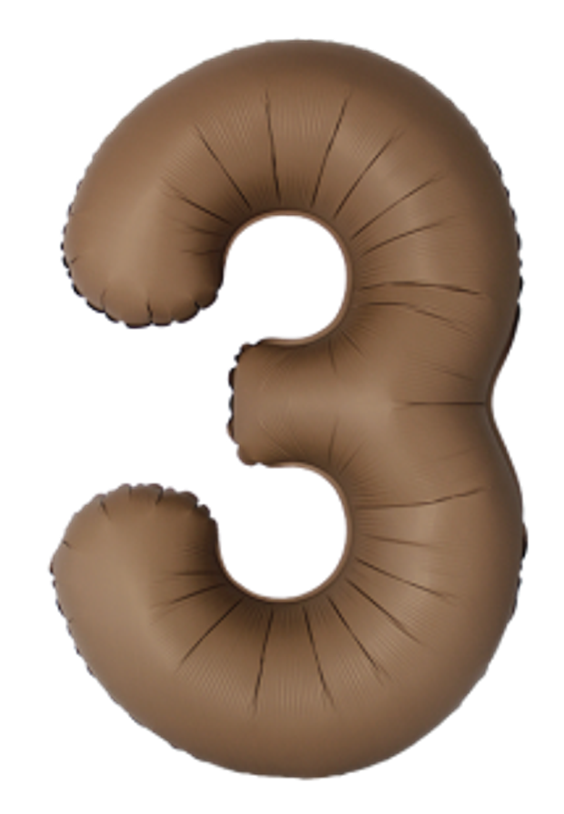 F Шар (40''/102 см) Цифра, 3 Slim, Шоколад, Матовый (БГ-60)