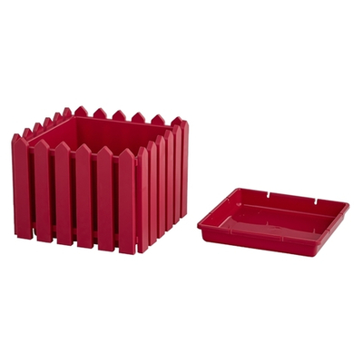 Кашпо квадратное среднее "Лардо" с поддоном 28,3*28,3*21,8 цвет ярко-красный