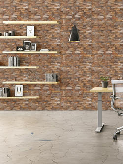 Самоклеящаяся мягкая панель ПВХ Каменная кладка терракот 770х700х3 мм