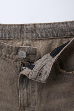 ZARA ДЖИНСЫ WIDE LEG С ЭФФЕКТОМ ПОТЕРТОСТИ, МЯГКИЙ СЕРЫЙ