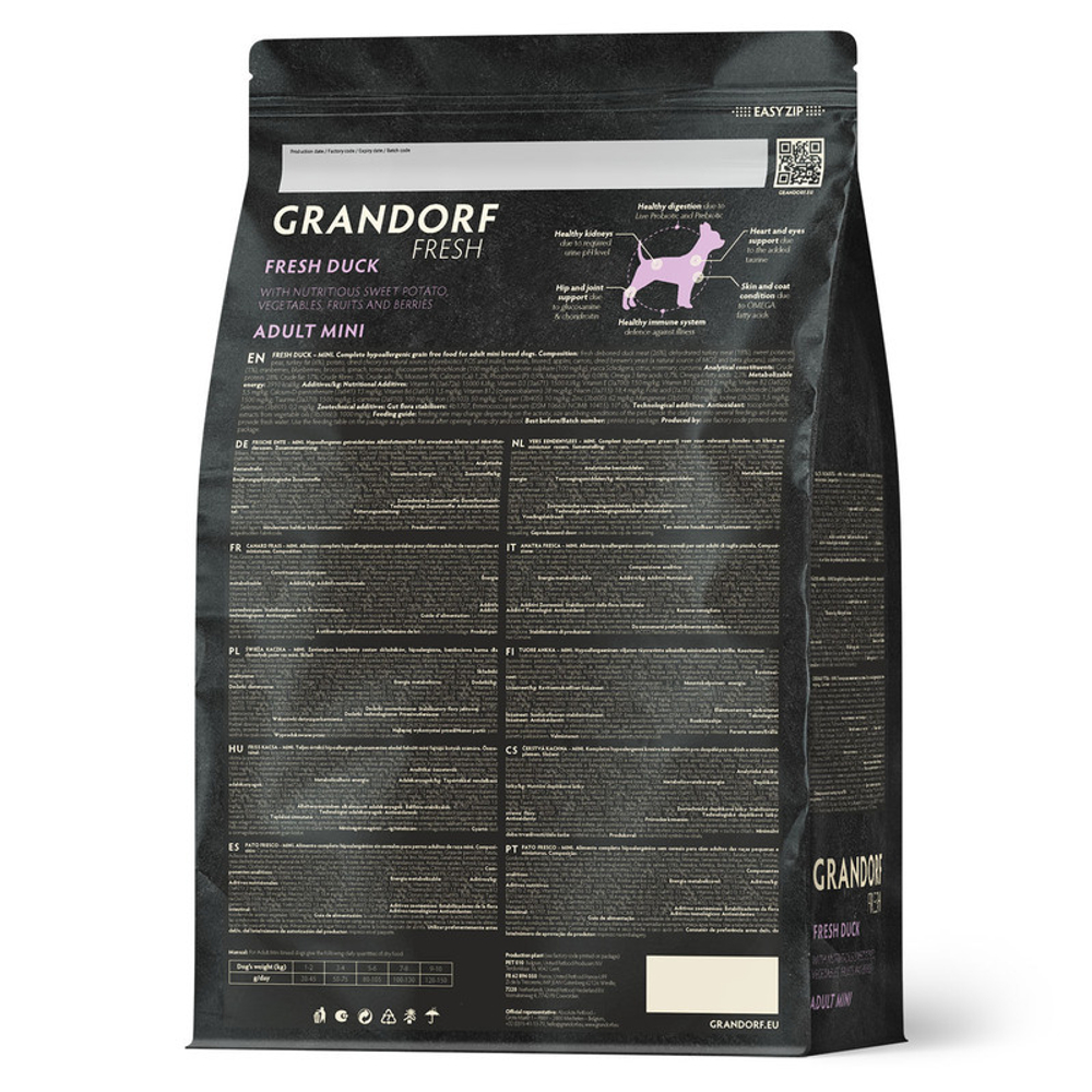 Сухой корм Grandorf Fresh с мясом утки и бататом для собак мелких пород 1 кг (Грандорф Фрэш)