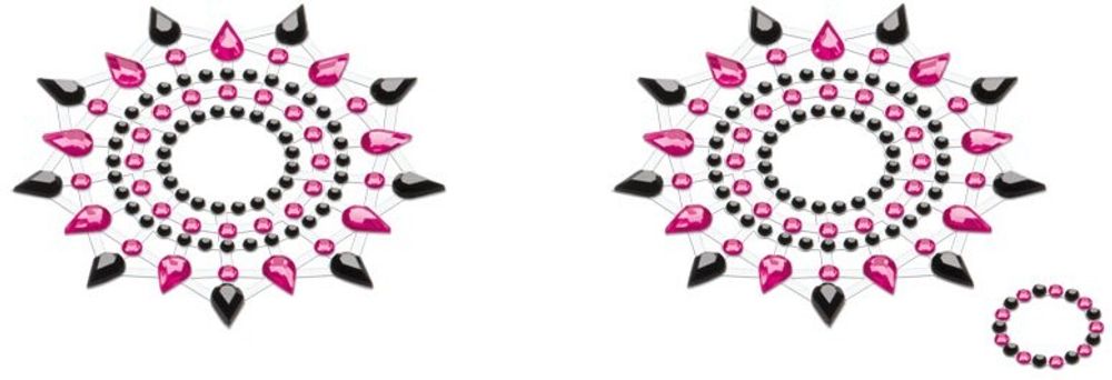 Набор стикеров Breast &amp; Pubic Jewelry Crystal Stiker черный + розовый, 2 шт.