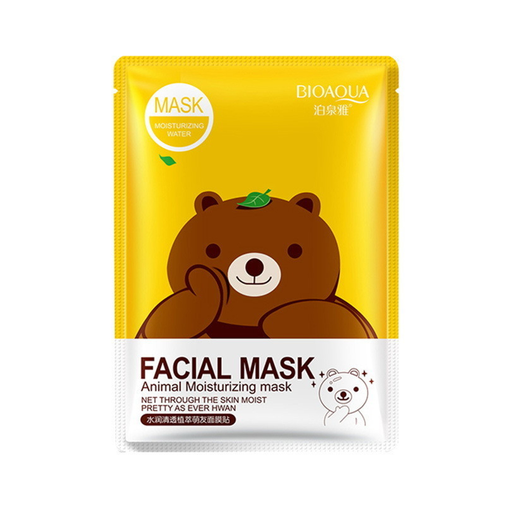Маска для лица тканевая BioAqua Зеленый чай (мишка) Green Tea Animal Plant Friends 30 г