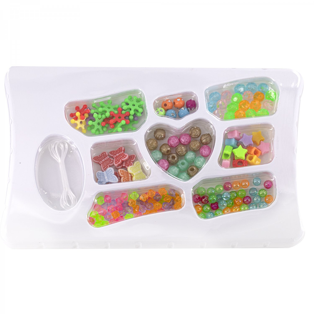 Набор для создания украшений-бусины Alingar, 225х205х30мм, "Brilliant 2", 8 вид. бус., подвес., 1х1,5 м резинка, карт. уп., европод.