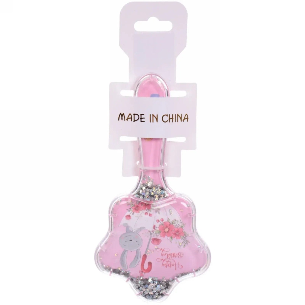 Расческа массажная детская «Gloria», Зайчонок, цвет розовый, на подвесе, 17,5*9 см