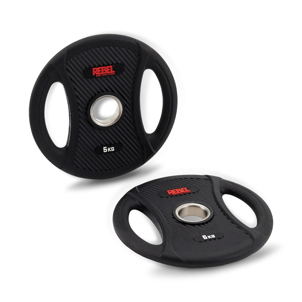 Диски олимпийские обрезиненные с двумя хватами 5 кг REBEL (пара)