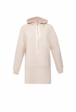 Спортивное платье (удлиненное худи) на молнии с капюшоном с карманом,сбоку по низу вшиты молнии.