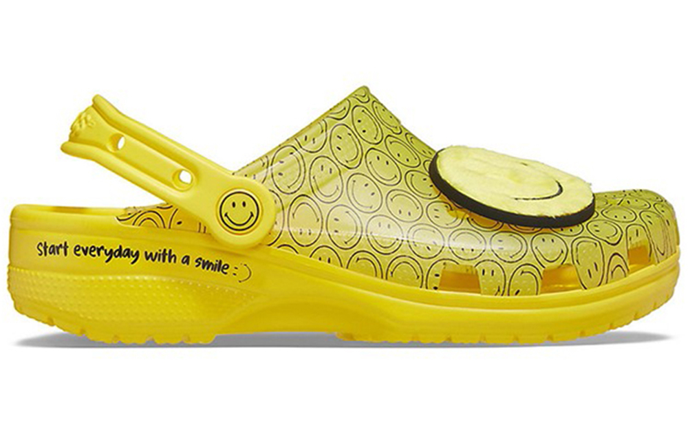 SMILEY x Crocs card Crocs smiley face pattern beach sandals for men and women the same yellow