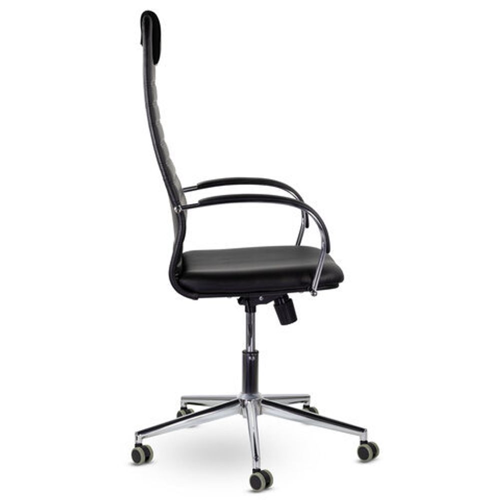 Кресло офисное BRABIX "Pilot EX-610 CH" premium, хром, кожзам, черное, 532418