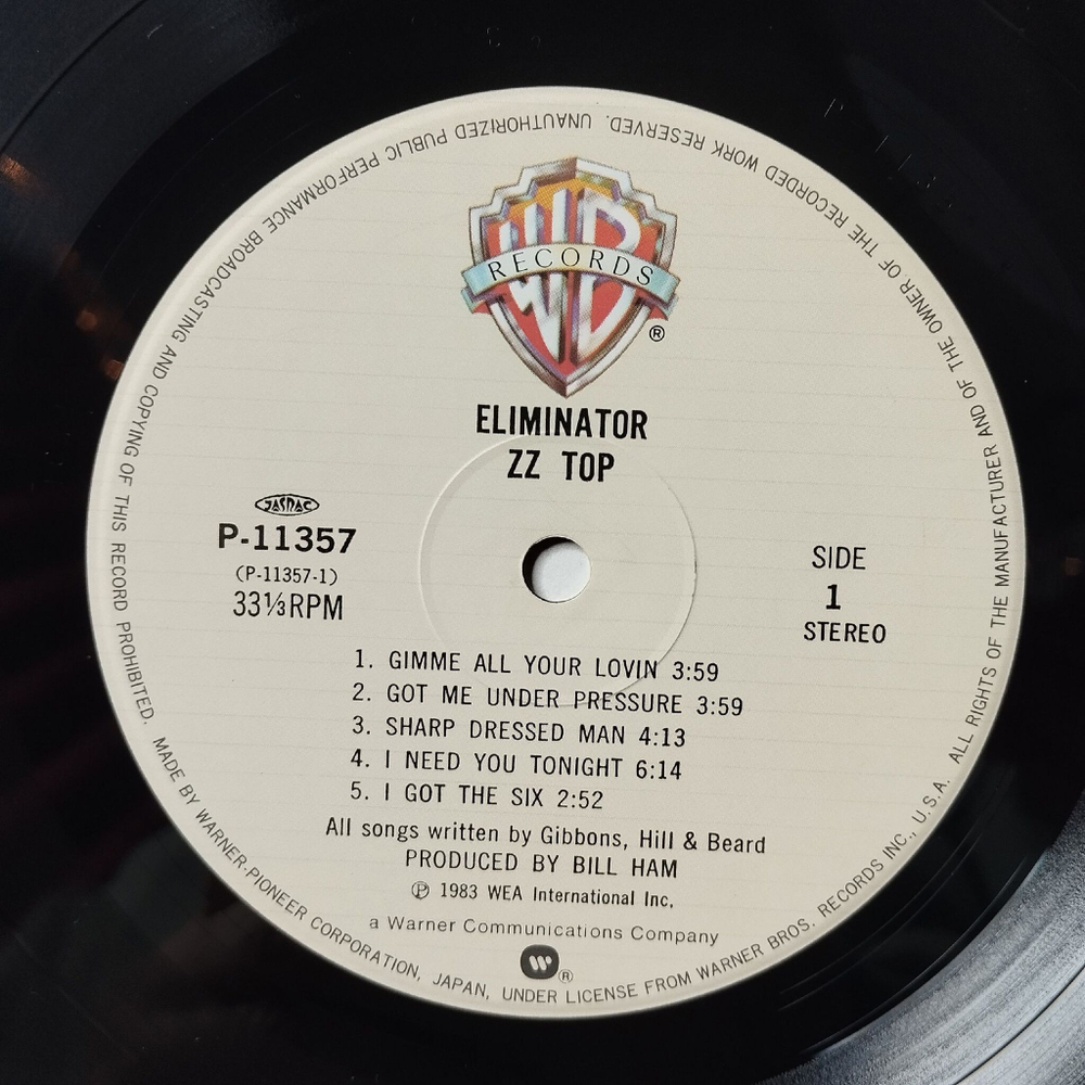 Винтажная виниловая пластинка LP ZZ Top Eliminator (Japan 1983) (Obi) Sharp Dressed Man