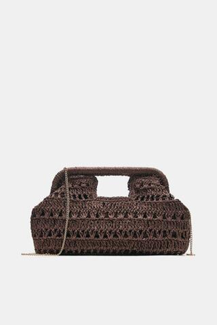 PULL&BEAR Плетеная сумка, коричневый