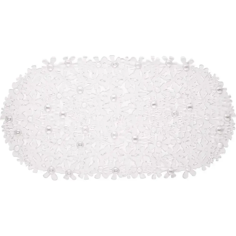 Коврик противоскользящий в ванную Цветы 66см, прозрачный ЦБ-00-2963