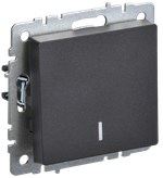 BRITE Выключатель 1-клавишный с индикацией 10А ВС10-1-1-БрЧ черный IEK