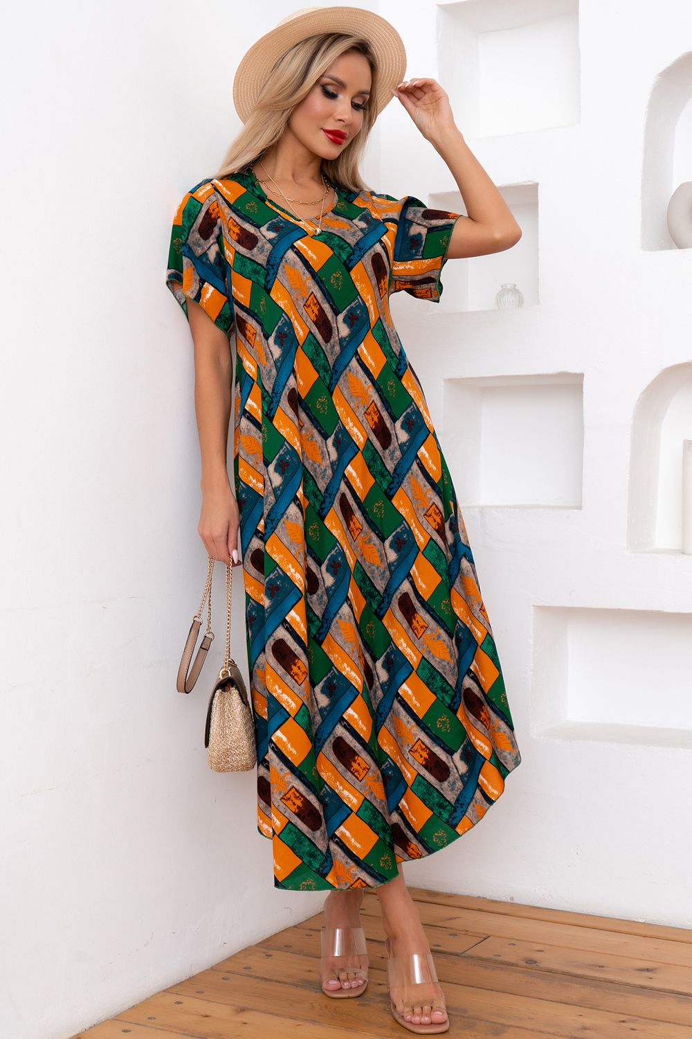 Платье Магия лета (охра/зеленый) Р11-867/6 Nikol (Акция)