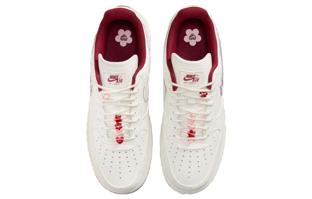 Nike Air Force 1 "Valentine Day" comfortable and versatile temperament trend Valentine's Day limited Year of the Dragon New Year non-slip wear-resistant low-top sneakers women's white red/white powder