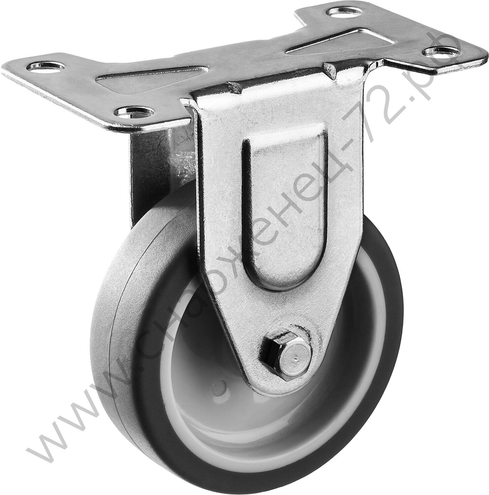 ЗУБР d=75 мм, г/п 60 кг, неповоротное колесо термопластич. резина/полипропилен, Профессионал (30946-75-F)