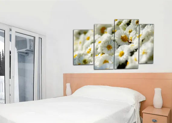 Модульная картина "Белые маргаритки"
