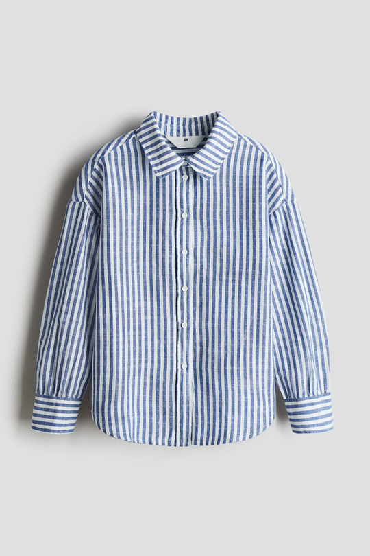H&M Хлопковая рубашка, синий/белый
