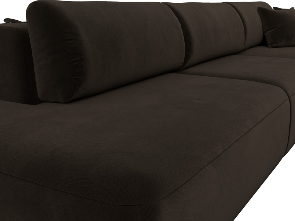 Диван угловой Лига-036 НПБ Модерн Лонг правый угол МИКРОВЕЛЬВЕТ Коричневый