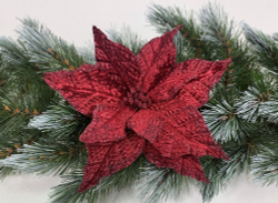 Рождественский цветок на клипсе 18х20см House of Seasons бордо