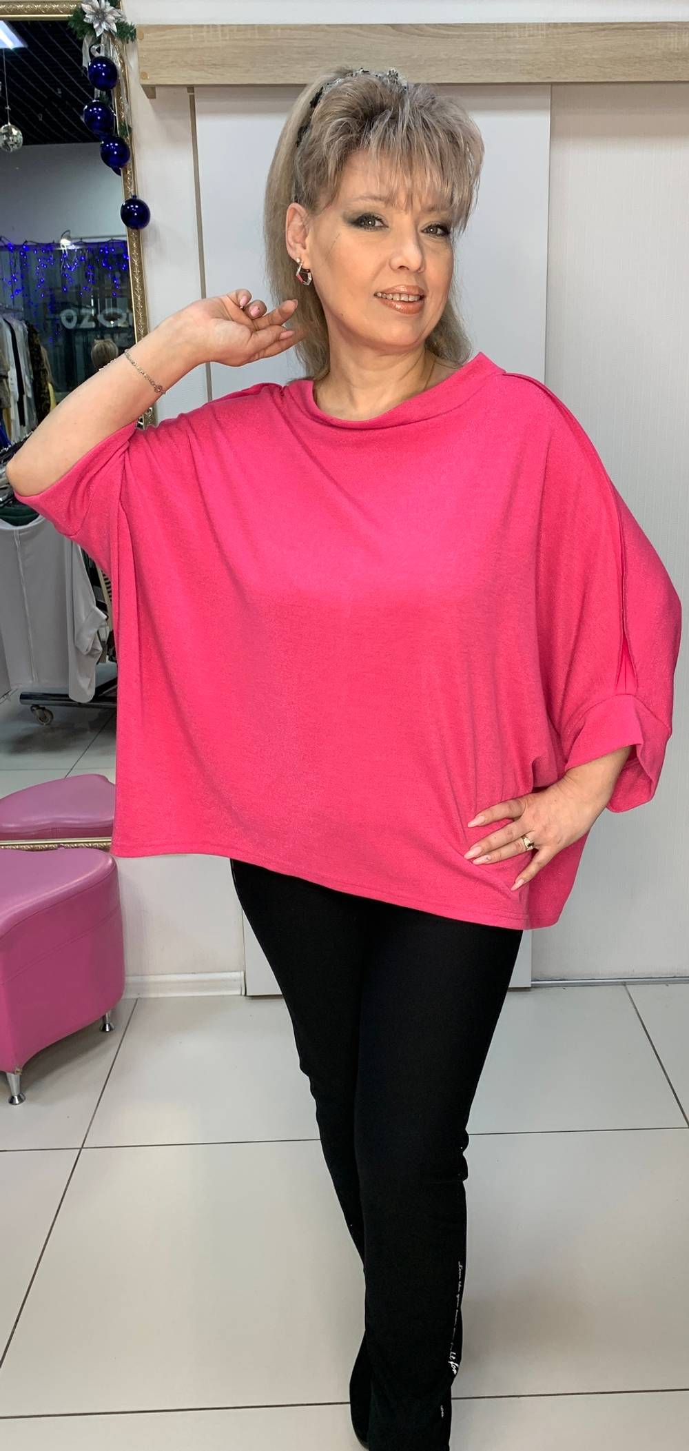 Нарядный блузон с люрексом и "швами" наружу