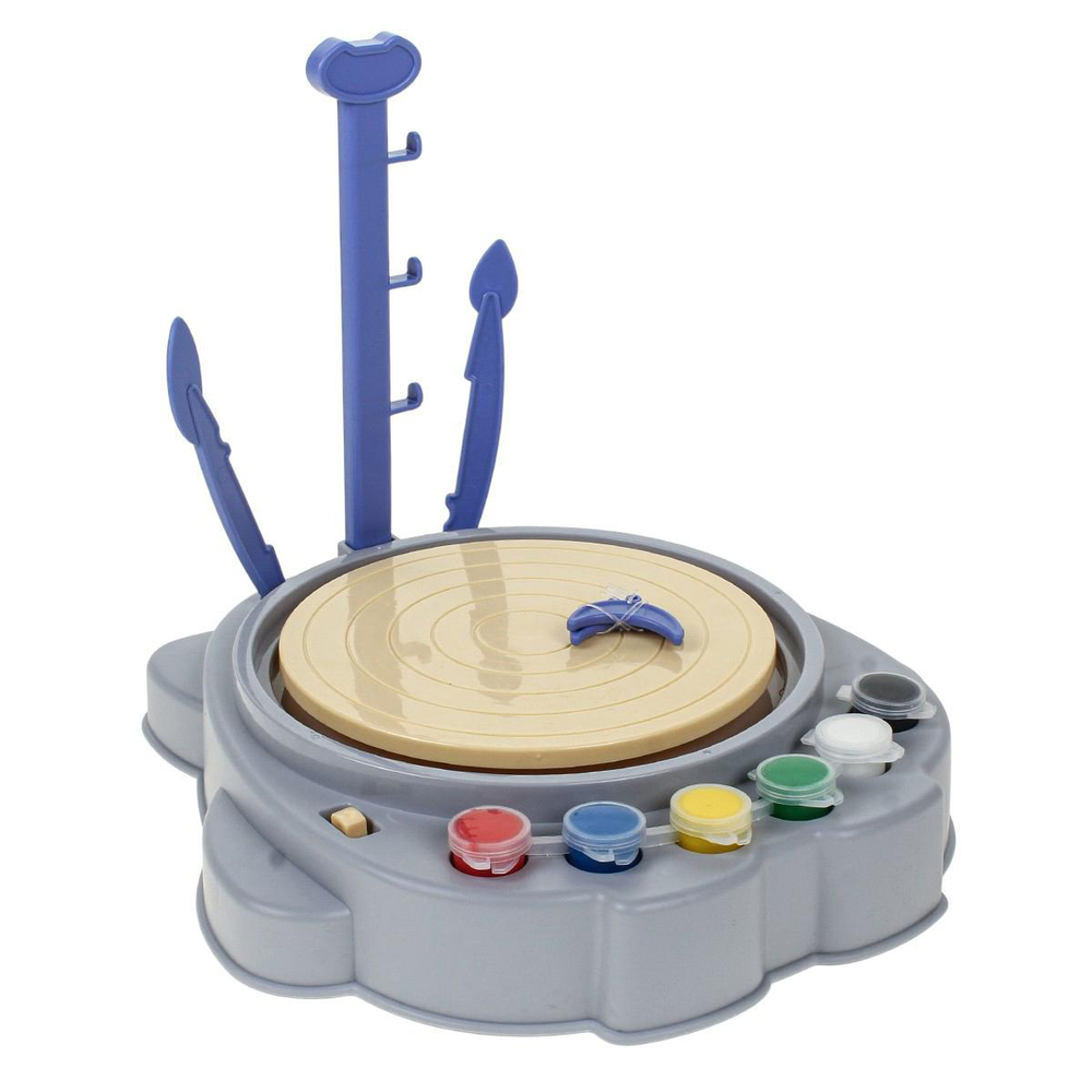 Набор д/творчества и лепки гончарный круг, с аксесс. на бат. коробка SL529