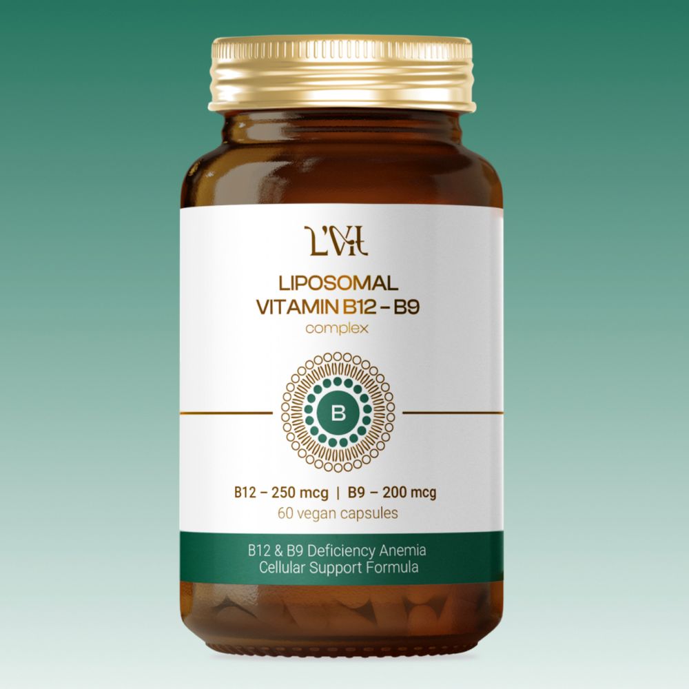 L&#39;Vit Liposomal В12 + В9 Липосомальный комплекс В12 + В9 банка 60 капсул (без диоксида титана)