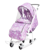 Санки-коляска Наши детки НДТ3-1К/СН со снежинками на сиреневом