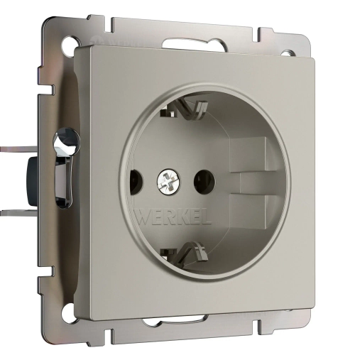 Розетка с заземлением и шторками (дымчатый матовый) W1271104