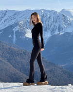 black flared trousers