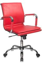 Кресло руководителя Бюрократ Ch-993-Low красный эко.кожа низк.спин. крестов. металл хром