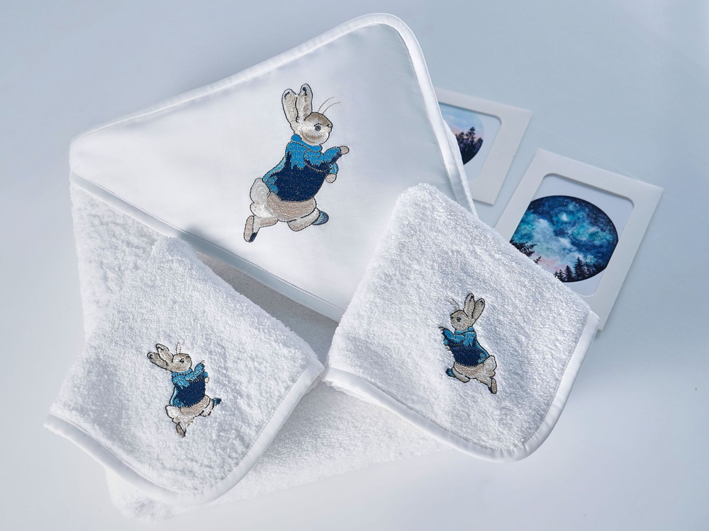 Набор полотенец для новорожденных 120х120 Claire Batiste Atelier Зайчик с капюшоном