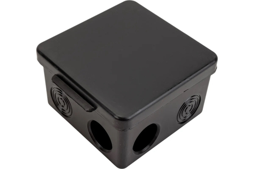 Распаячная коробка ОП 80х80х50мм, крышка, IP54, 7вх., черная, инд. штрихкод TDM