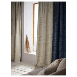 IKEA LÖNNSTÄVMAL  (ИКЕА ЛÖННСТÄВМАЛ)  -  Шторы блэкаут, пара, на ленте/синий, 145x300 см