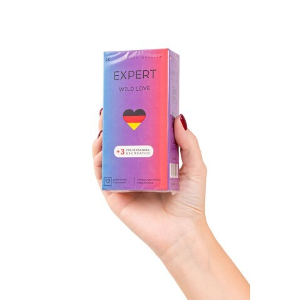 Презервативы EXPERT WILD LOVE № 12+3 (ребристые с точками), 12+3 шт.