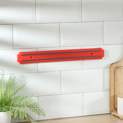 Держатель для ножей магнитный Доляна «Цветная линия», 38 см, цвет красный (Цвет: не задано)