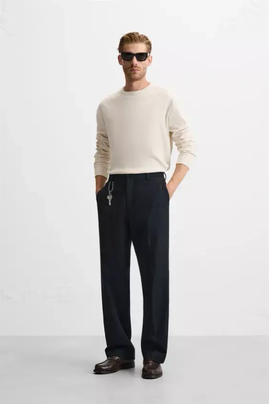 ZARA ФУТБОЛКА ИЗ РИФЛЕНОЙ ТКАНИ, ЖЕЛТОВАТО-БЕЛЫЙ