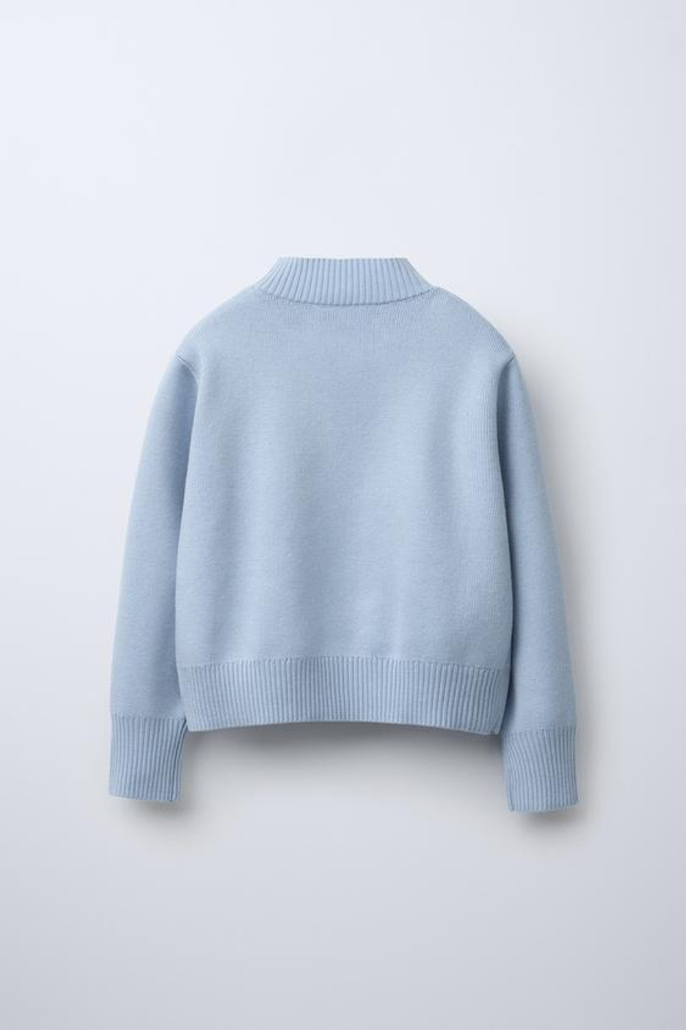 ZARA ТРИКОТАЖНЫЙ СВИТЕР С ВЫСОКИМ ВОРОТНИКОМ, ГОЛУБОЙ