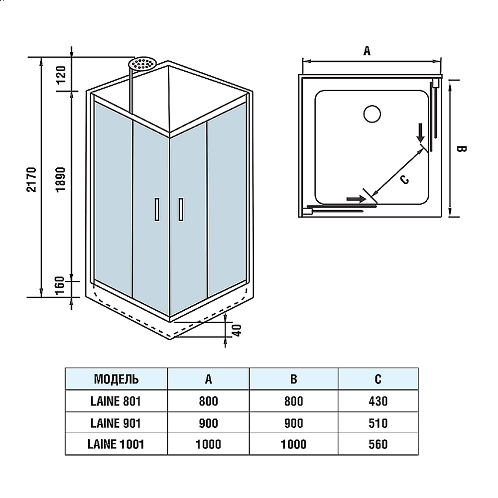 Душевая кабина WeltWasser WW500 LAINE 901 90х90
