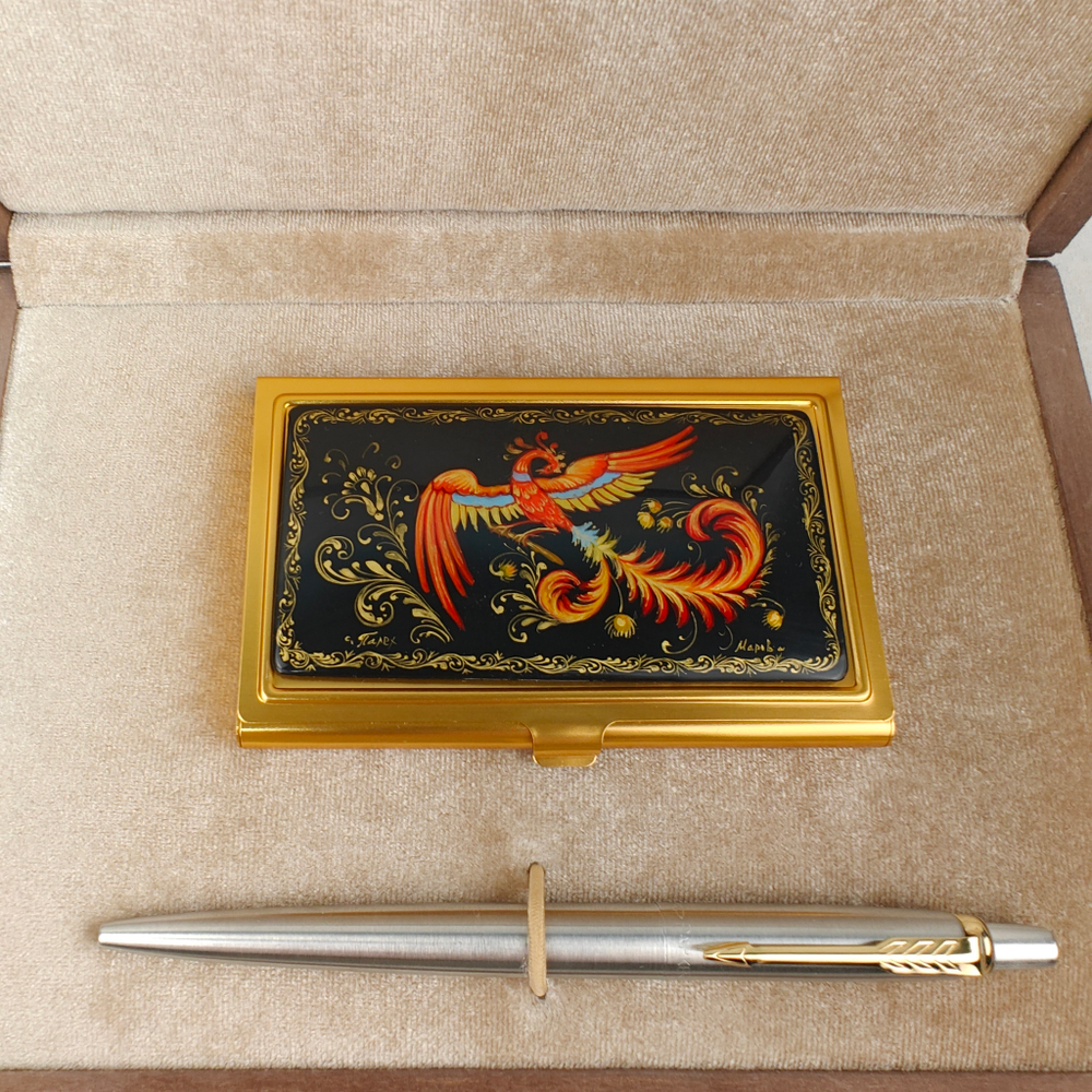 Набор подарочный "Жар-птица" gold с ручной росписью в футляре