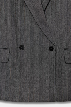 ZARA БЛЕЙЗЕР В ТОНКУЮ ПОЛОСКУ ИЗ СМЕСОВОЙ ШЕРСТИ — ZW COLLECTION, СЕРЫЙ МЕЛАНЖ