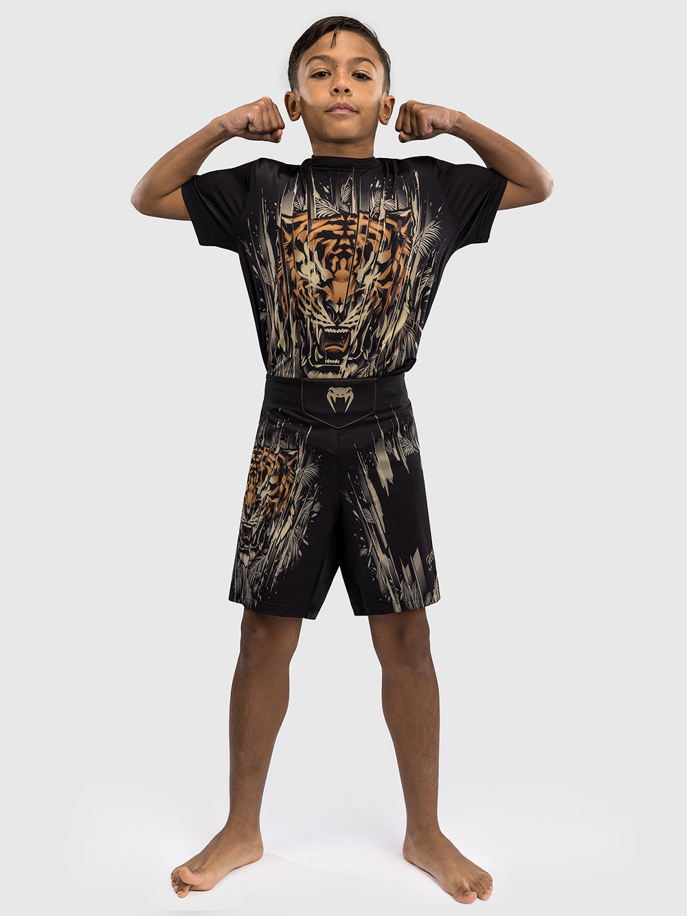 Шорты ММА детские Venum Tiger Black/Neo Orange