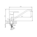 Смеситель для кухни 35к HB42802 б/отв п/шпильку HAIBA НЕРЖ