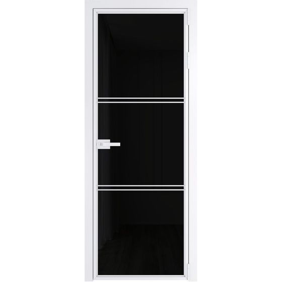 Алюминиевая дверь 3AХ вайт стекло чёрный триплекс