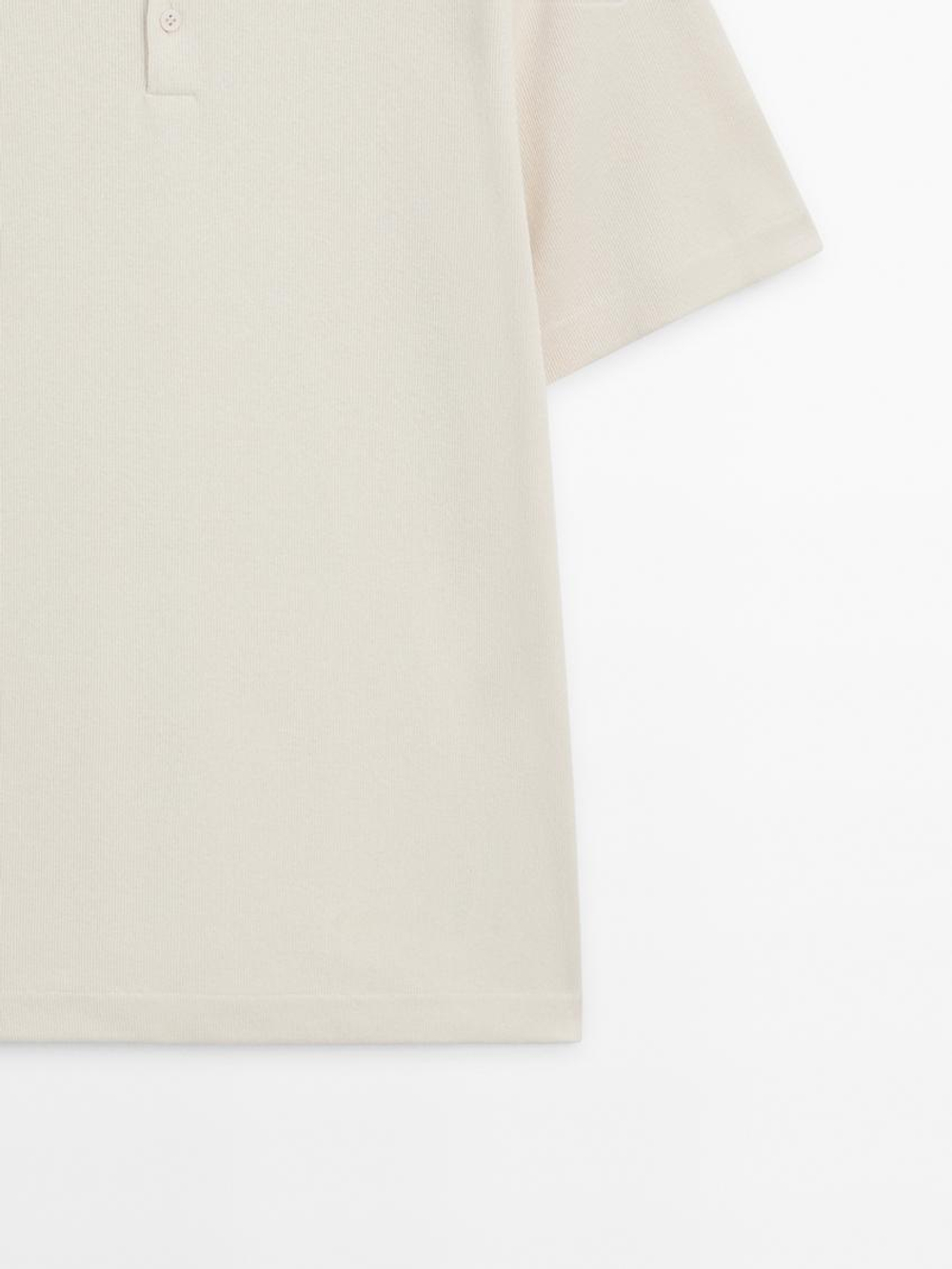 Massimo Dutti Футболка-поло с короткими рукавами, натуральный